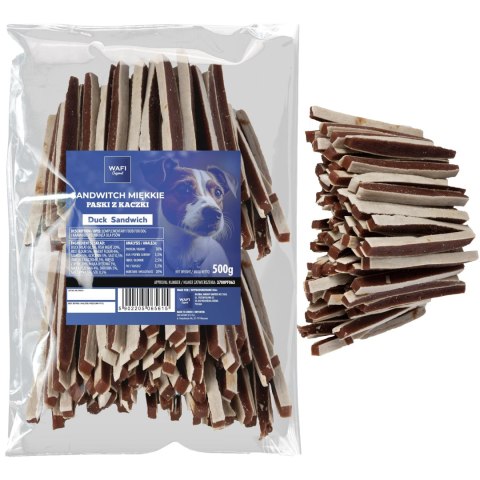 SANDWITCH PASKI Z KACZKI MIĘKKIE 500G - DLA PSA SANDWITCH PASKI Z KACZKI MIĘKKIE 500G - DLA PSA