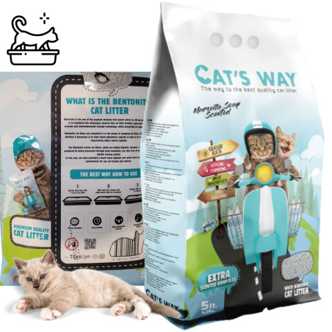 Żwirek bentonitowy CAT'S WAY 5l zapach mydła marsylskiego granulki turkus Żwirek bentonitowy CAT'S WAY 5l zapach mydła marsylskiego granulki turkus